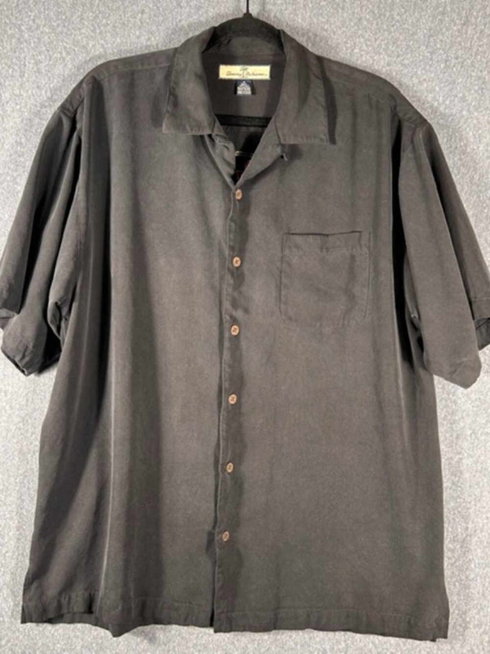 Tommy Bahama Shark Date Club Camp Shirt Mens Sz Med Black 100% Silk Button Up